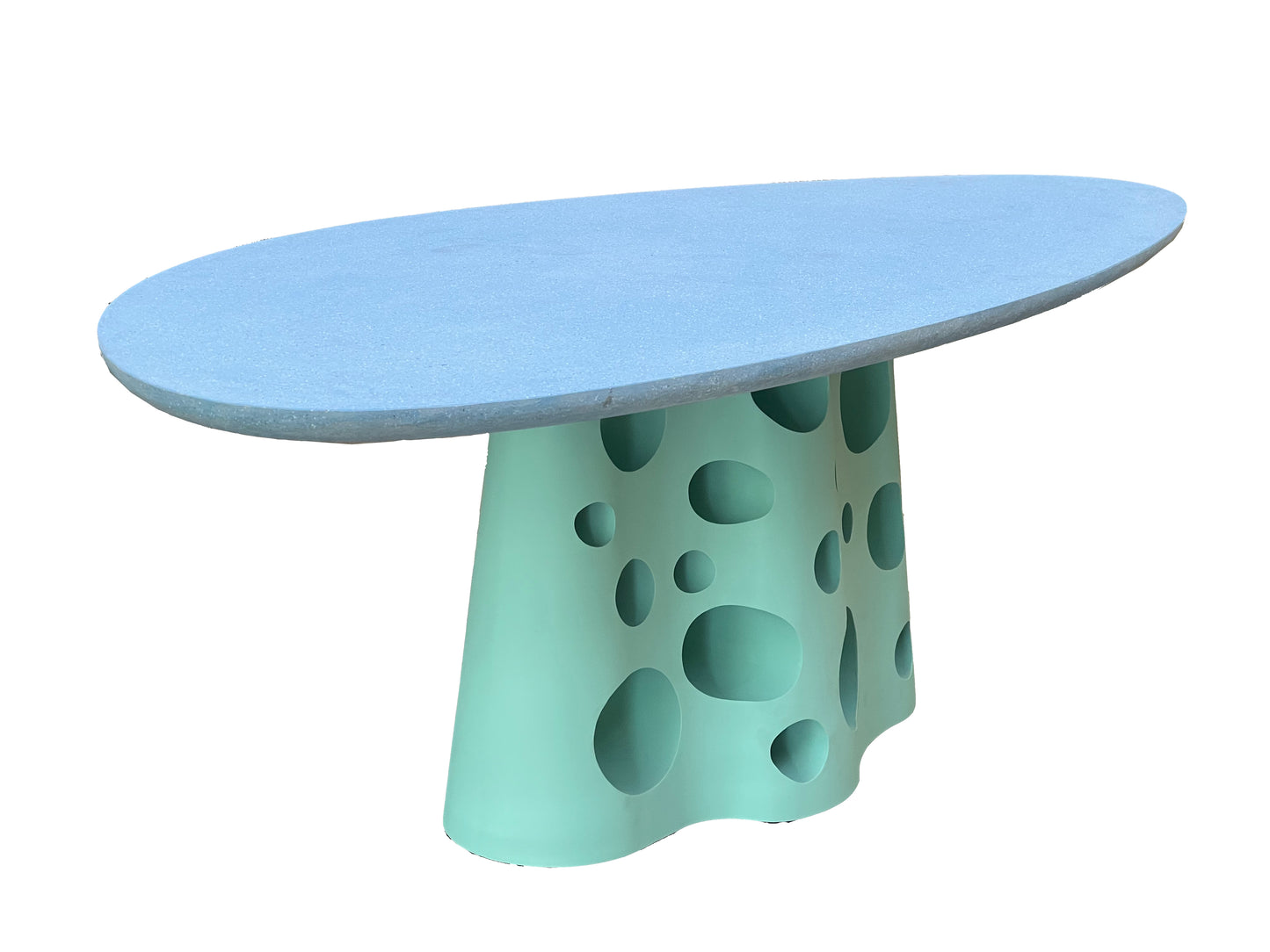 UHPC Eva Dinner Table Pebble Top Metal holes Base