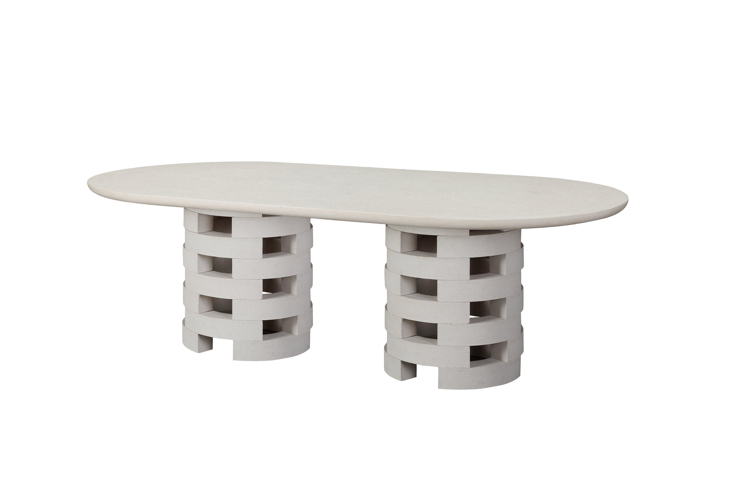 UHPC Spacer Dinner Table Oval Top Double Ring Base